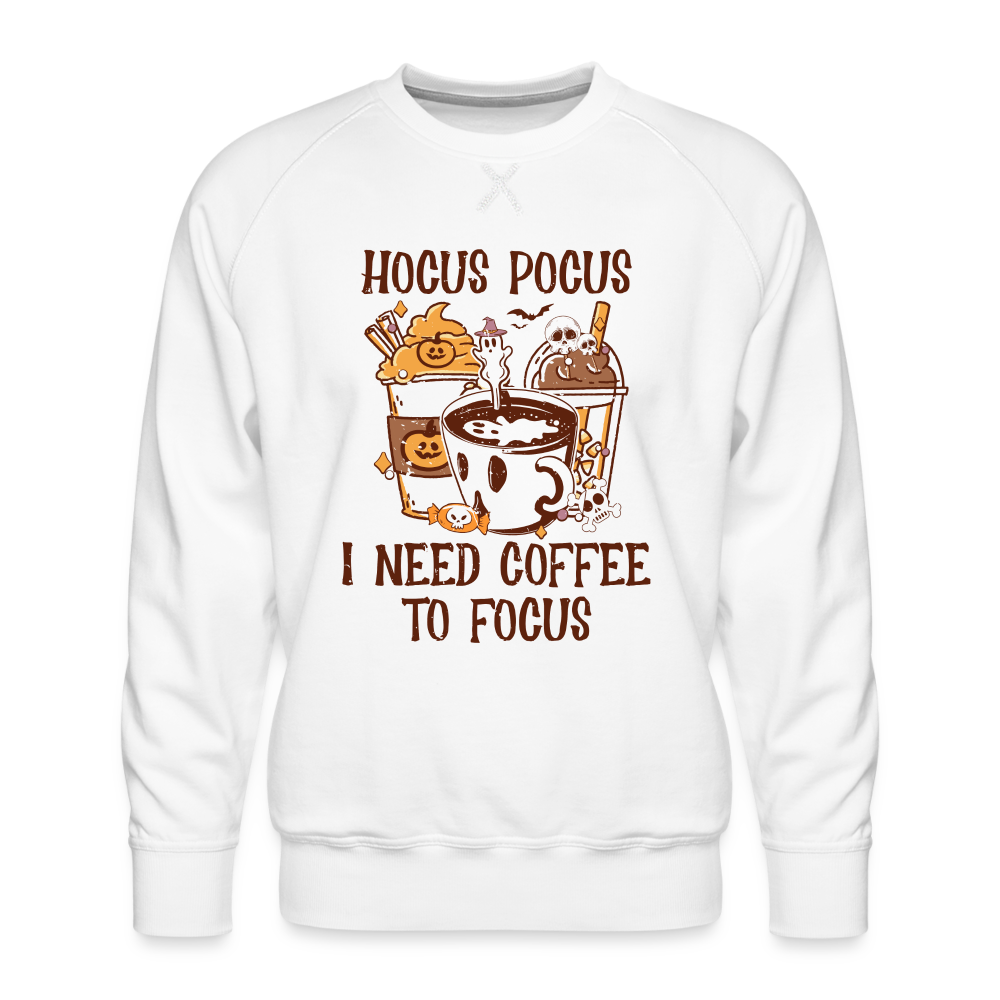 Männer Premium Pullover Hocus Pocus i Need Coffee to focus - weiß