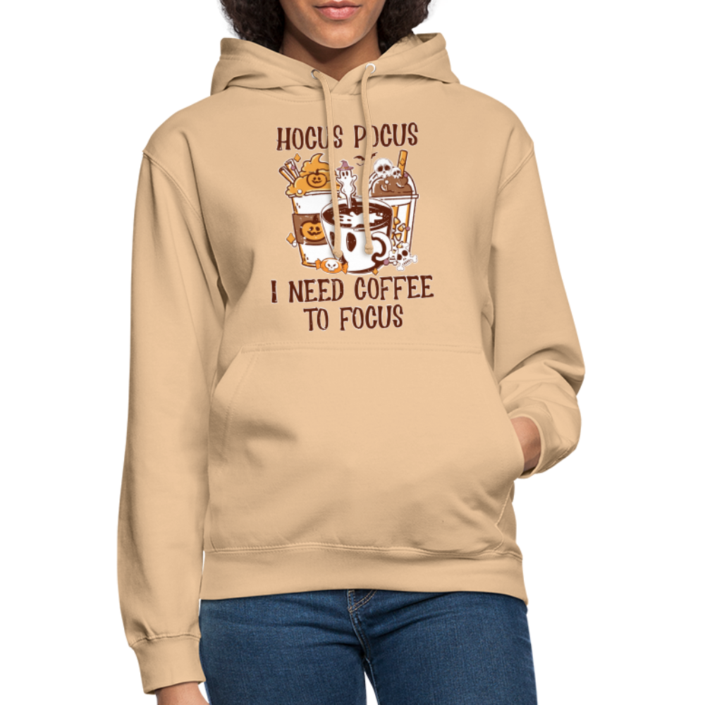 Unisex Hoodie Hocus Pocus I Need Coffee to Focus - Beige
