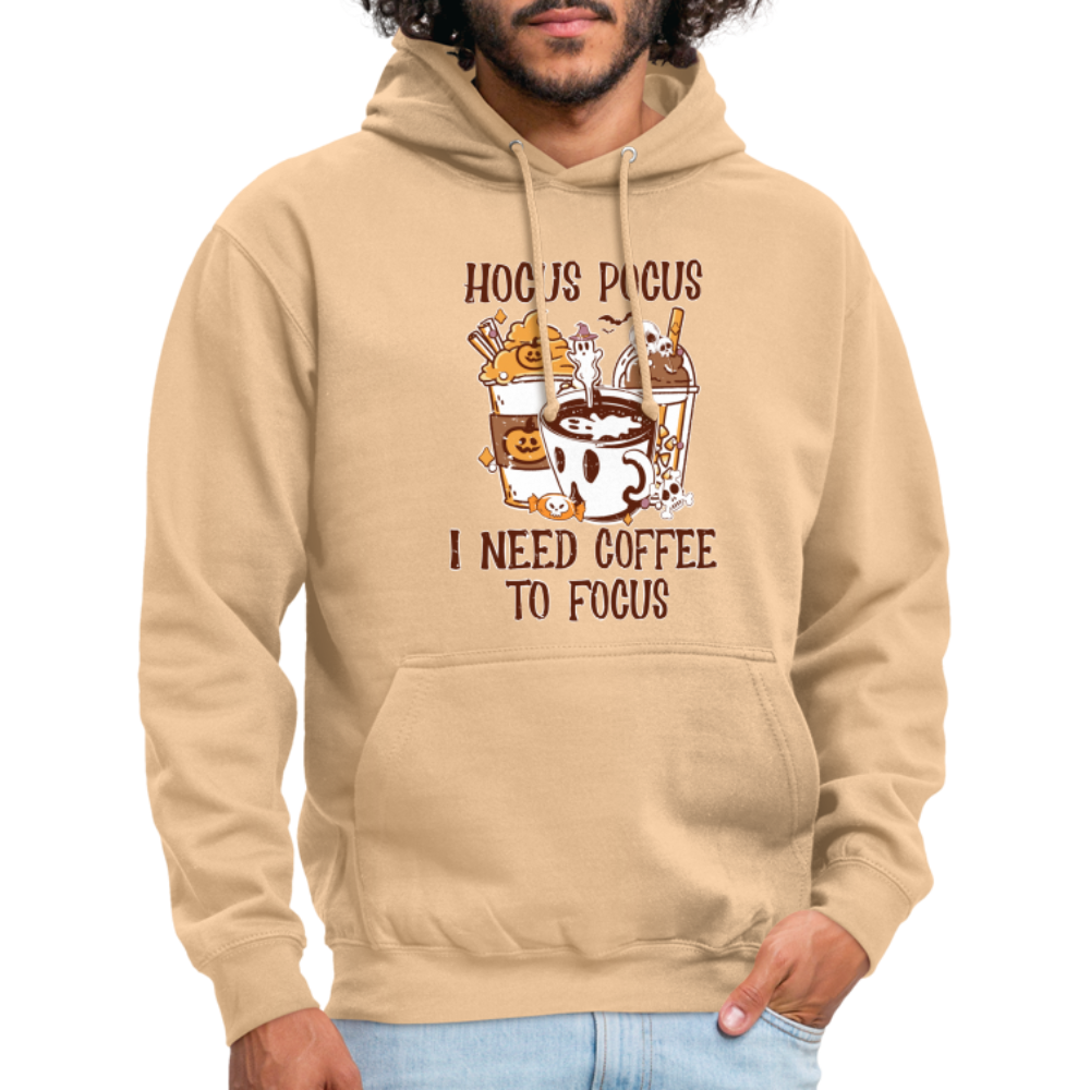 Unisex Hoodie Hocus Pocus I Need Coffee to Focus - Beige