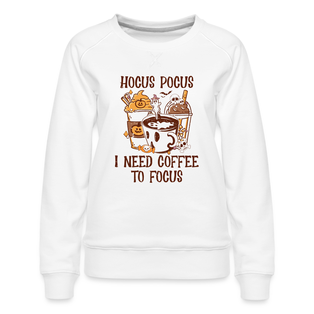 Frauen Premium Pullover Hocus Pickups i Need Coffee to focus - weiß