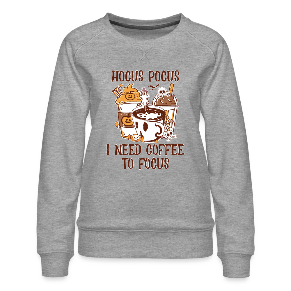 Frauen Premium Pullover Hocus Pickups i Need Coffee to focus - Grau meliert