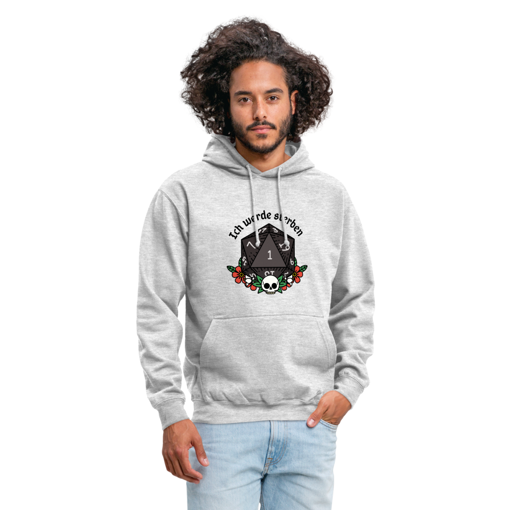 Unisex Hoodie "Ich werde sterben 1" - Hellgrau meliert