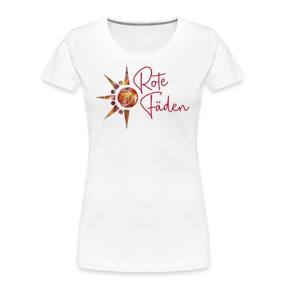 Frauen Premium Bio T-Shirt Rote Fäden - weiß