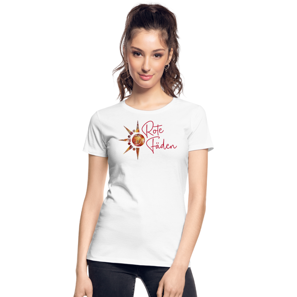 Frauen Premium Bio T-Shirt Rote Fäden - weiß