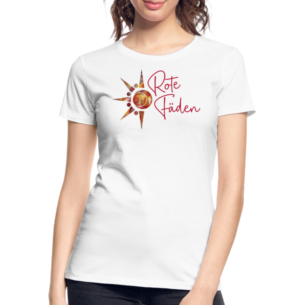 Frauen Premium Bio T-Shirt Rote Fäden - weiß