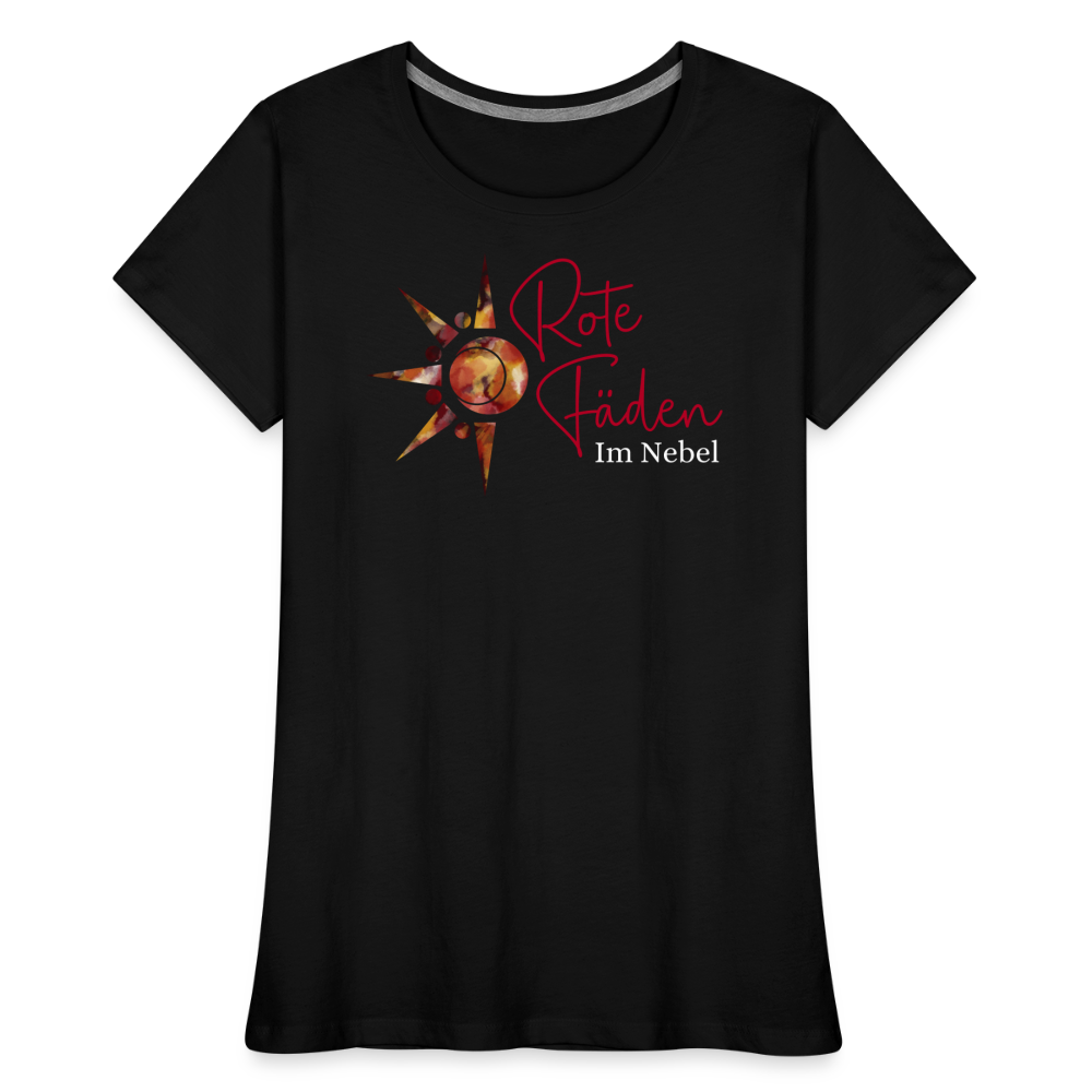 Frauen Premium Bio T-Shirt Rote Fäden - Schwarz