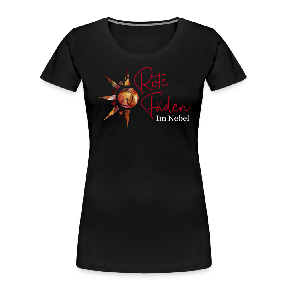 Frauen Premium Bio T-Shirt Rote Fäden - Schwarz