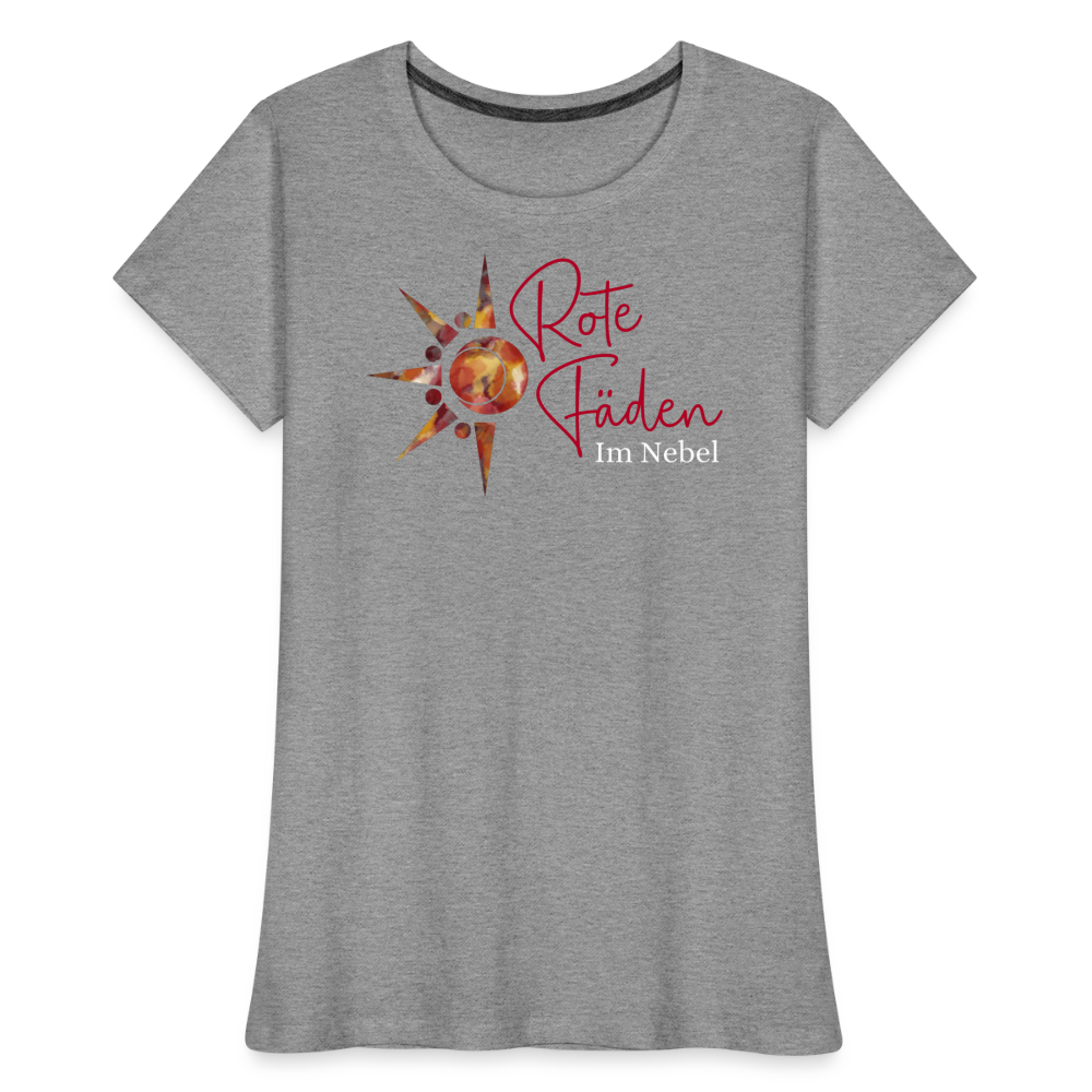 Frauen Premium Bio T-Shirt Rote Fäden - Grau meliert