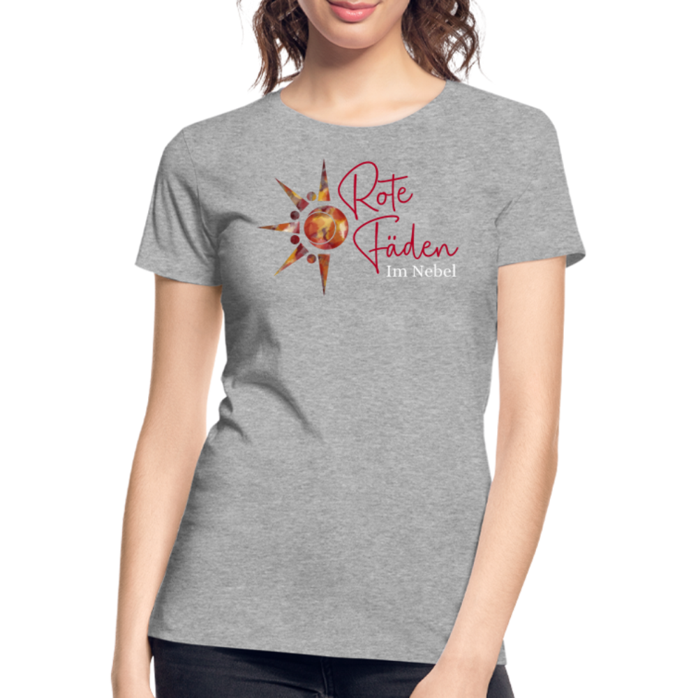 Frauen Premium Bio T-Shirt Rote Fäden - Grau meliert