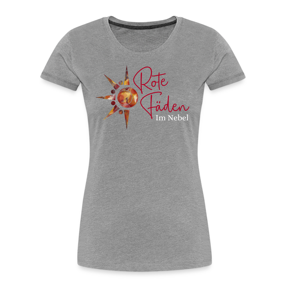 Frauen Premium Bio T-Shirt Rote Fäden - Grau meliert