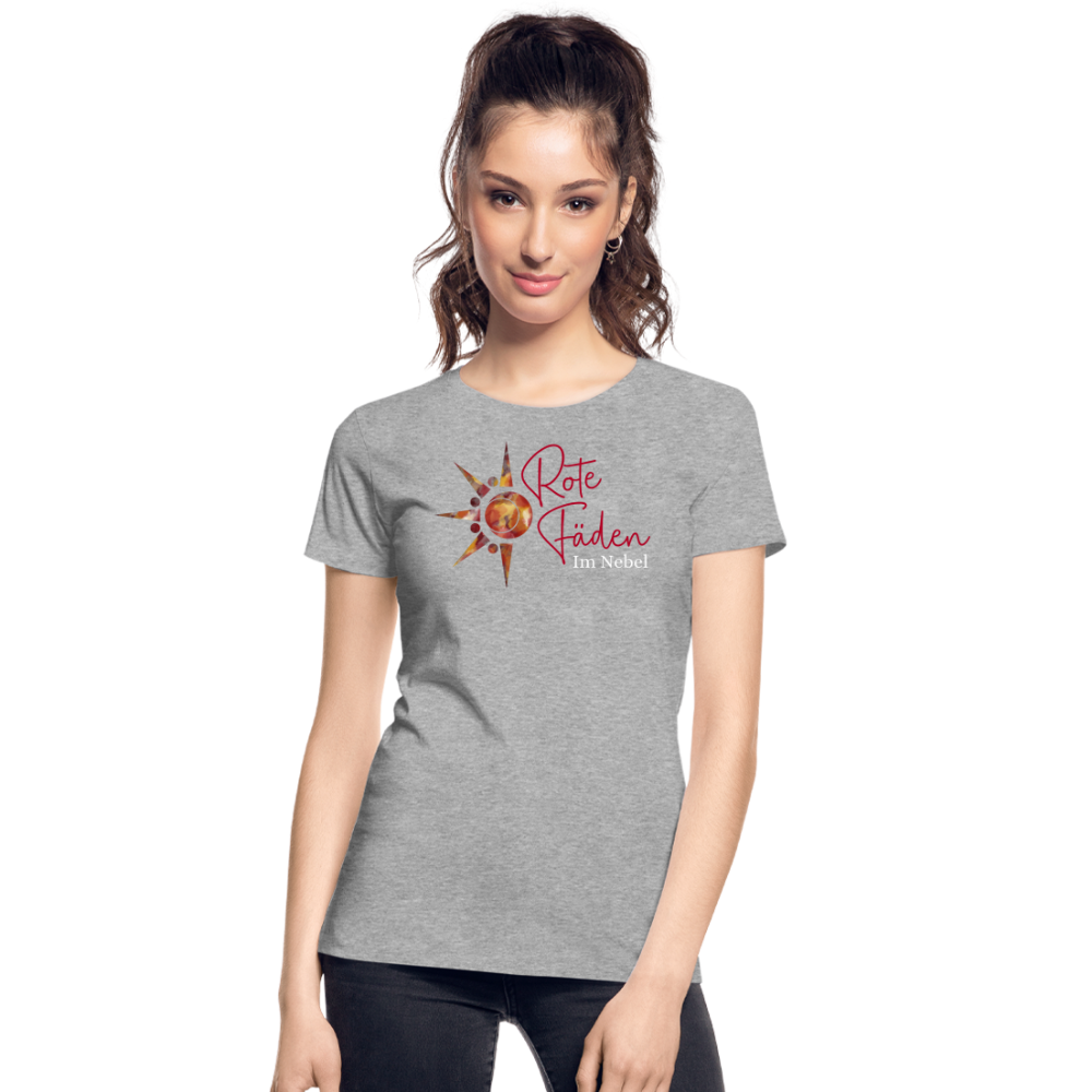 Frauen Premium Bio T-Shirt Rote Fäden - Grau meliert