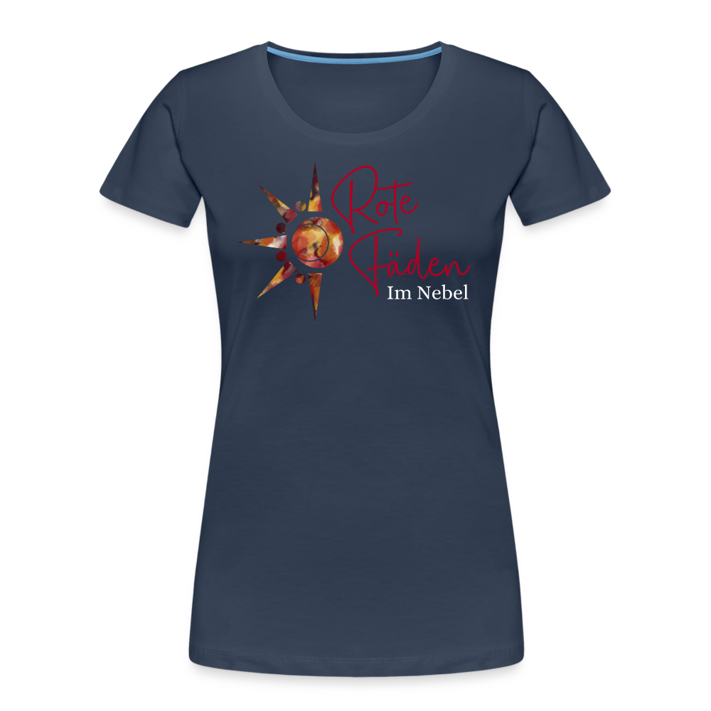 Frauen Premium Bio T-Shirt Rote Fäden - Navy