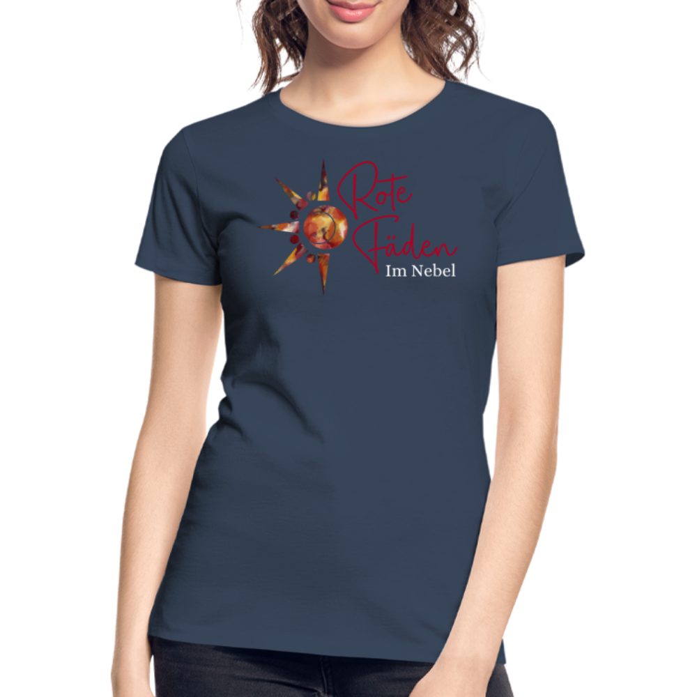 Frauen Premium Bio T-Shirt Rote Fäden - Navy