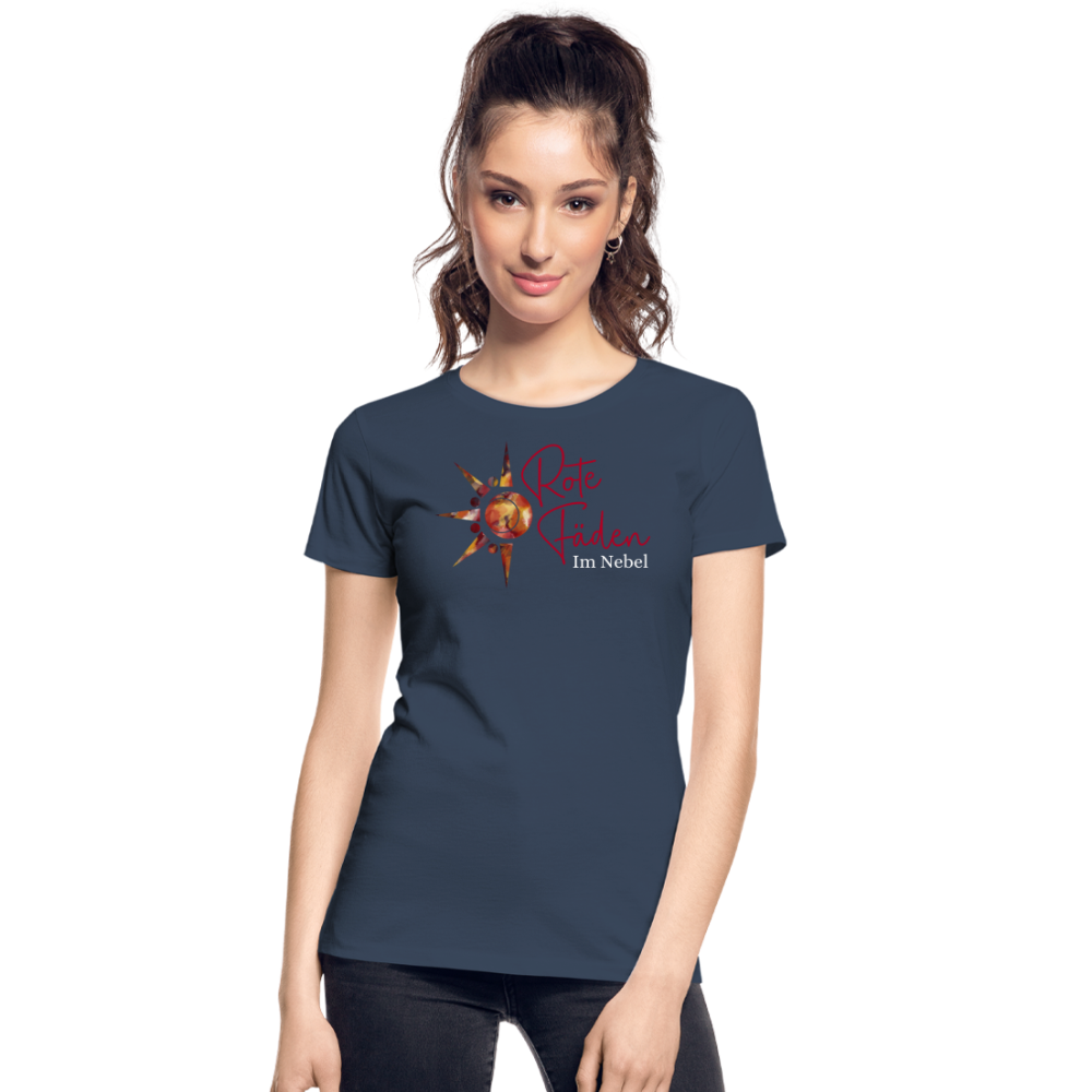 Frauen Premium Bio T-Shirt Rote Fäden - Navy