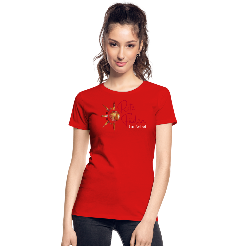 Frauen Premium Bio T-Shirt Rote Fäden - Rot