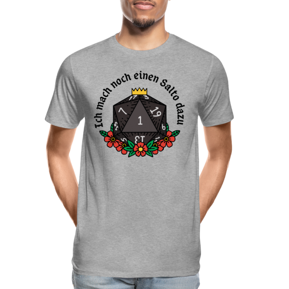 Männer Premium Bio T-Shirt " Ich mach noch einen Salto dazu 1" - Grau meliert