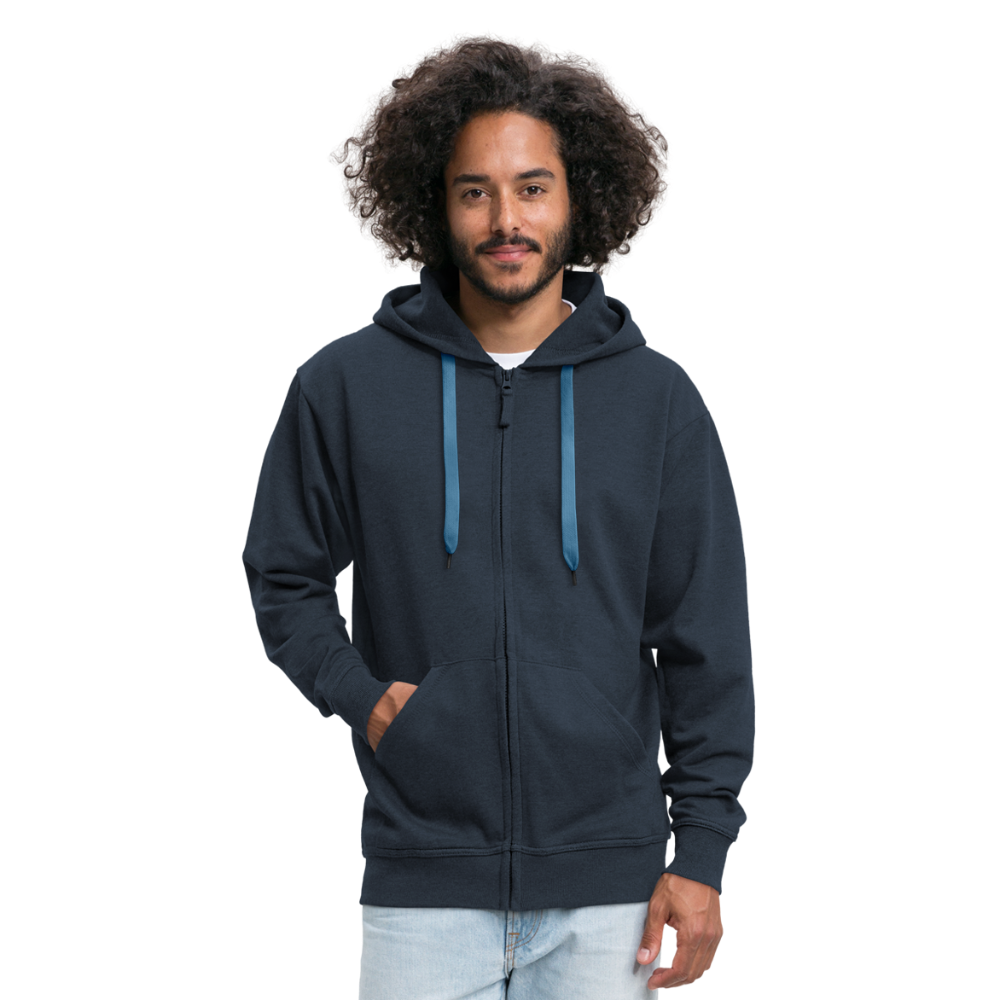 Männer Premium Kapuzenjacke Rote Fäden farbig - Navy