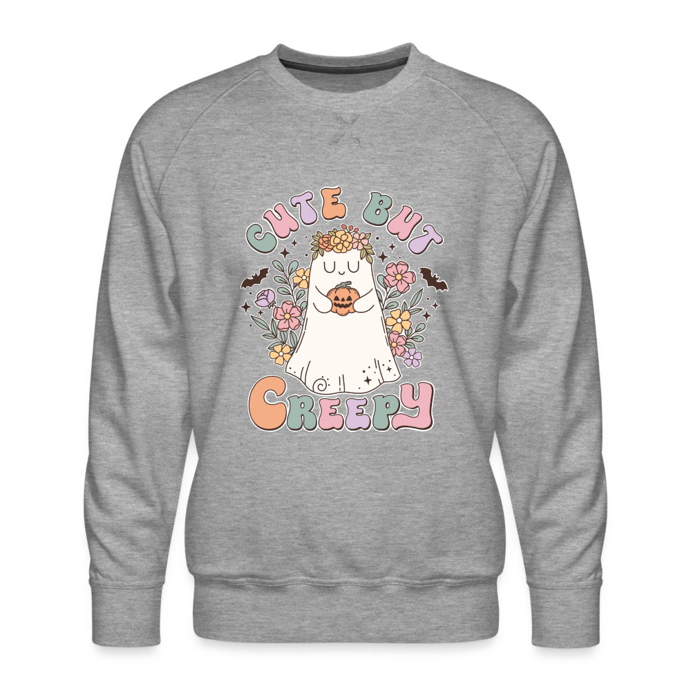 Männer Premium Pullover cute nur creepy - Grau meliert