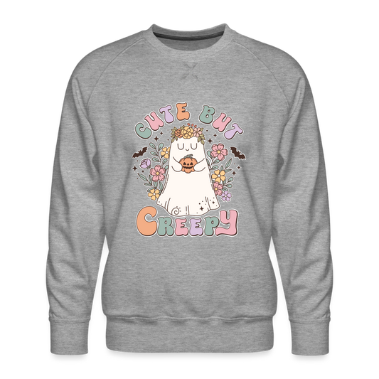 Männer Premium Pullover cute nur creepy - Grau meliert