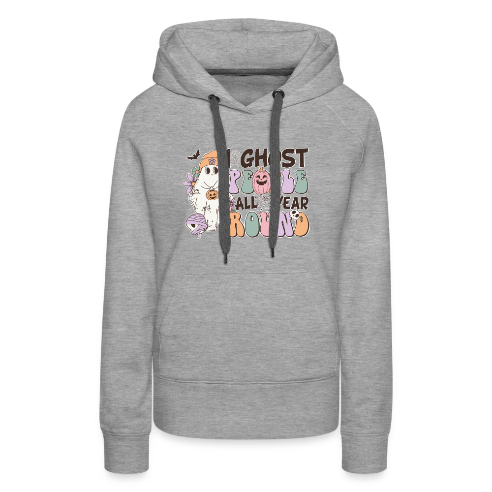Frauen Premium Hoodie i ghost people all year round - Grau meliert