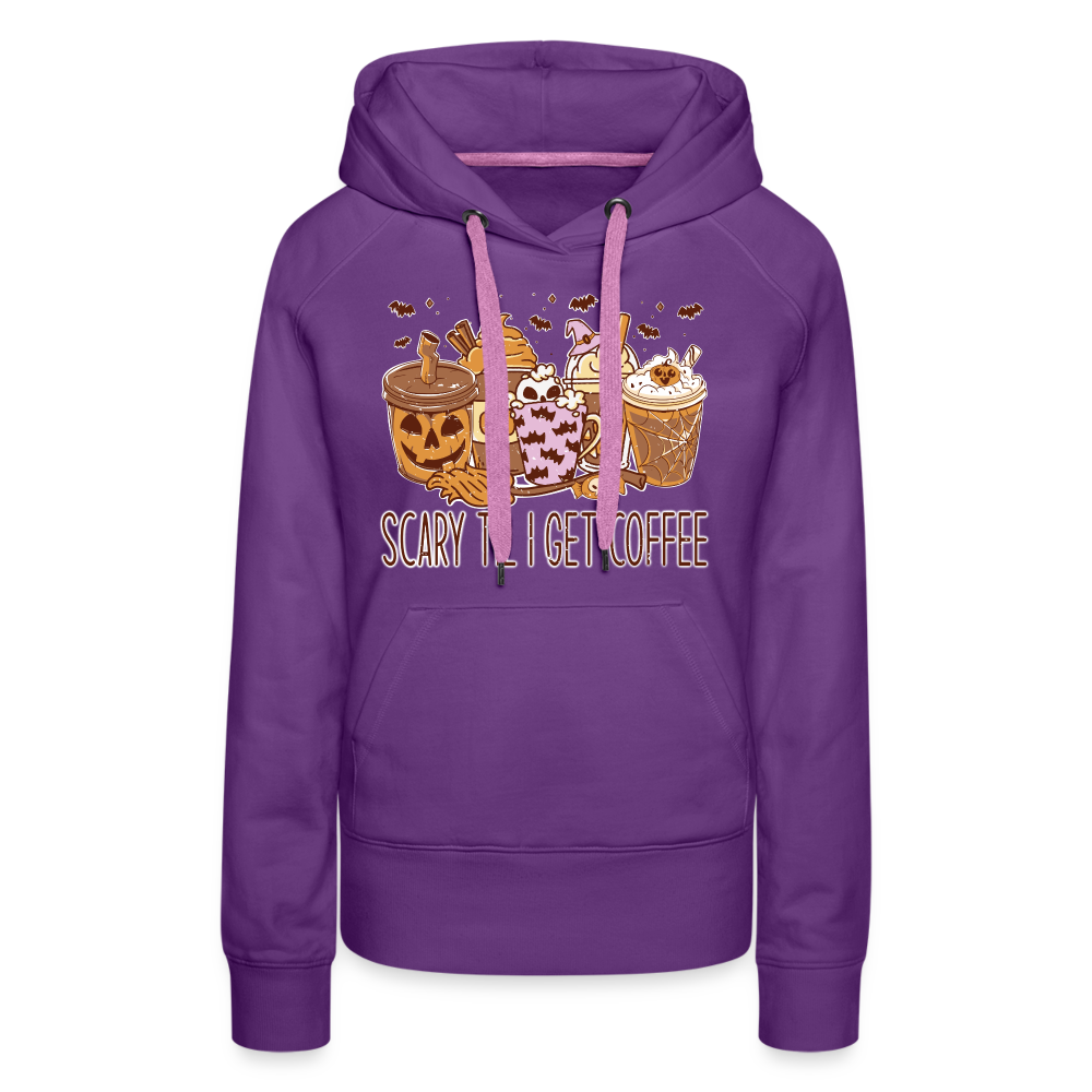Frauen Premium Hoodie scary till I get Coffee - Purple
