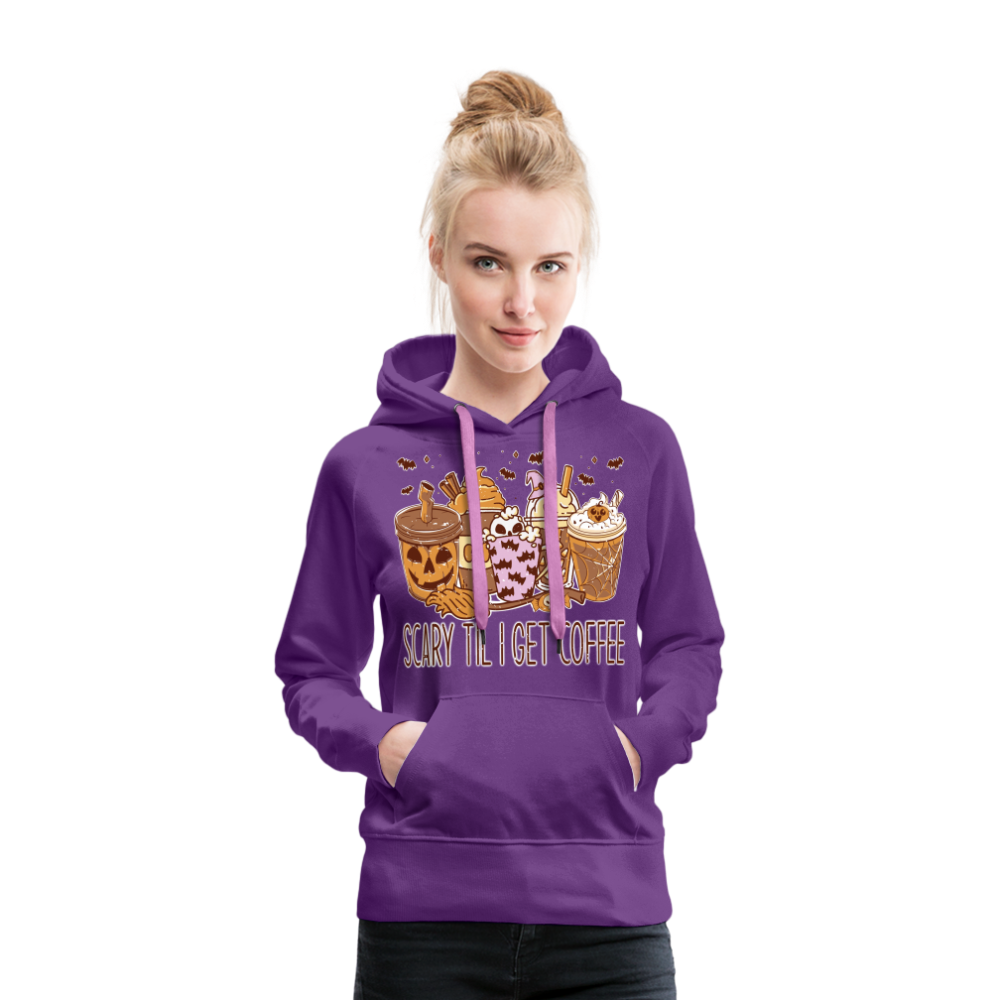 Frauen Premium Hoodie scary till I get Coffee - Purple