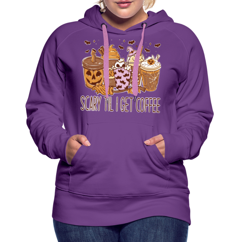 Frauen Premium Hoodie scary till I get Coffee - Purple