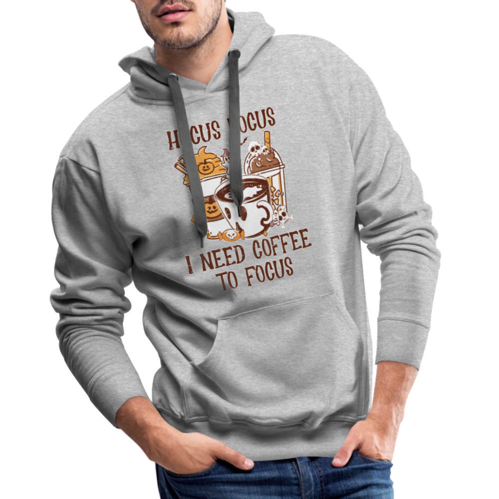 Men’s Premium Hoodie Hocus Pocus I Need Coffee to Focus - Grau meliert