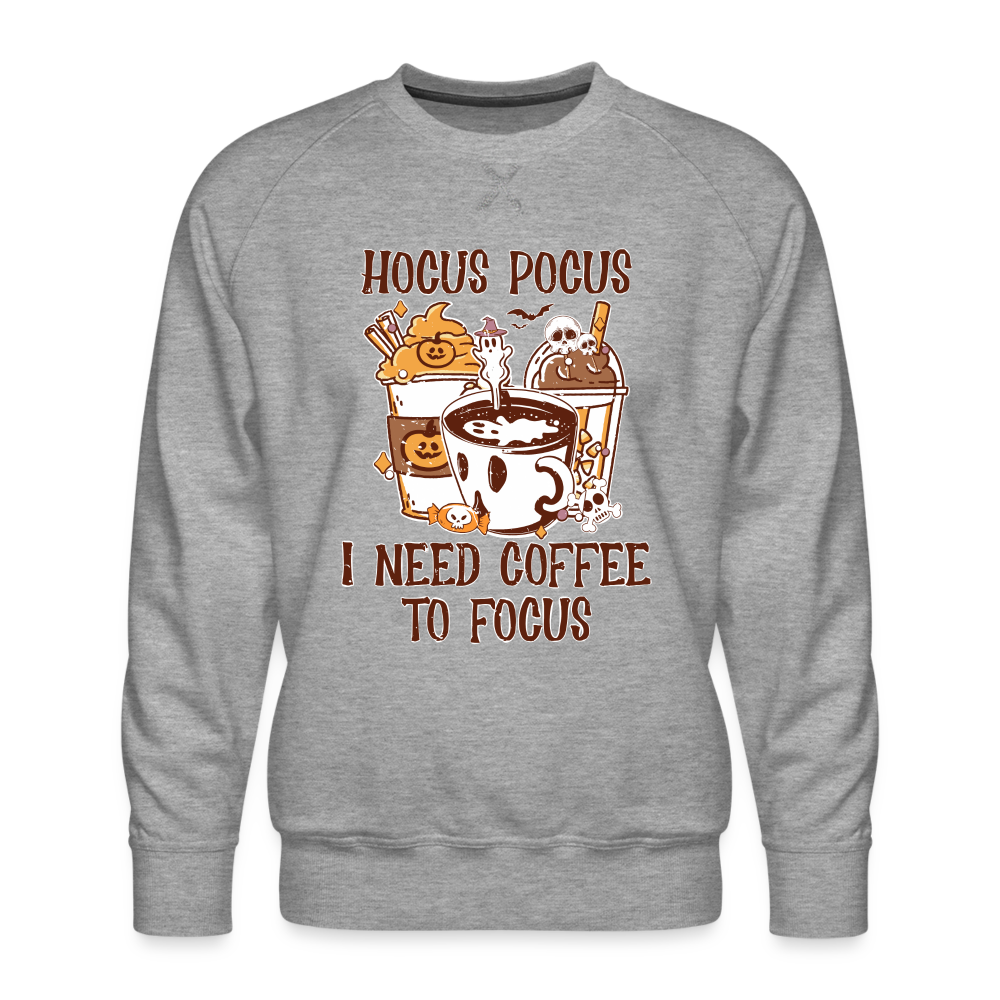 Männer Premium Pullover Hocus Pocus i Need Coffee to focus - Grau meliert