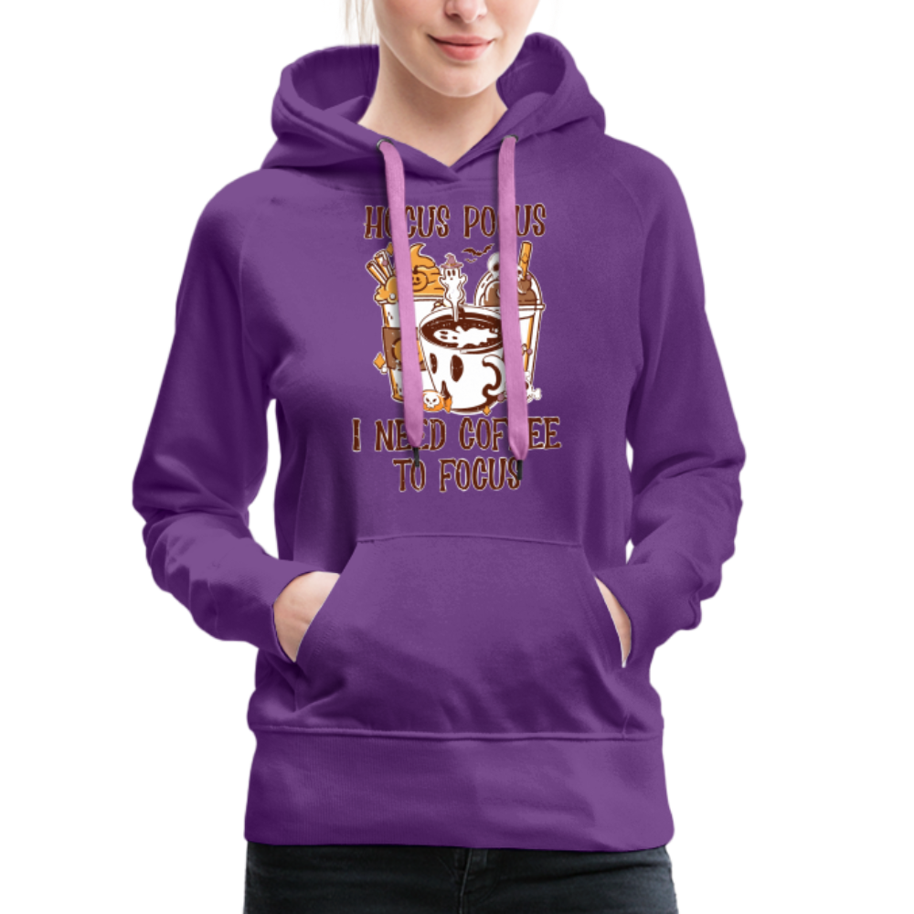 Frauen Premium Hoodie Hocus Pocus I Need Coffee to Fokus - Purple