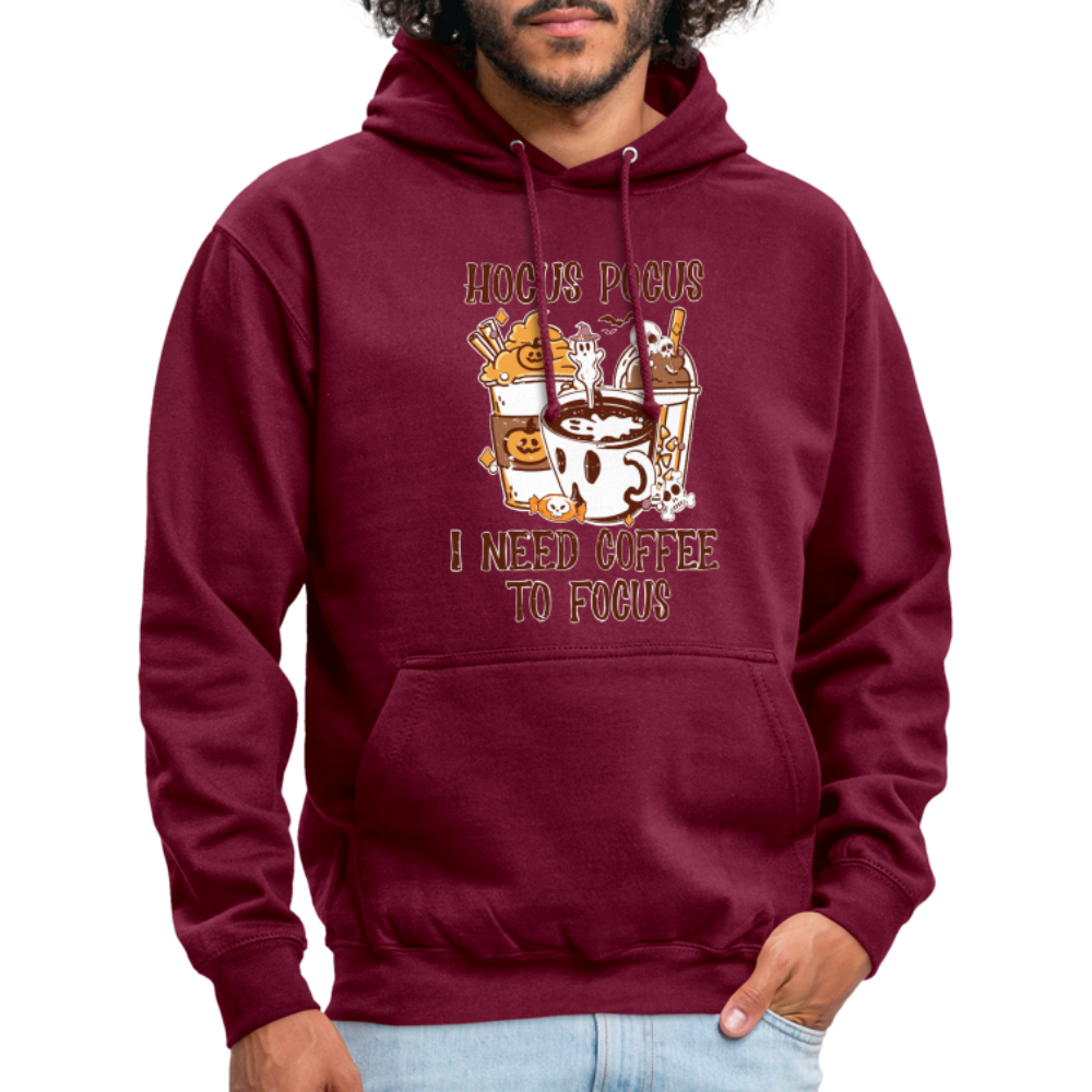 Unisex Hoodie Hocus Pocus I Need Coffee to Focus - Bordeaux