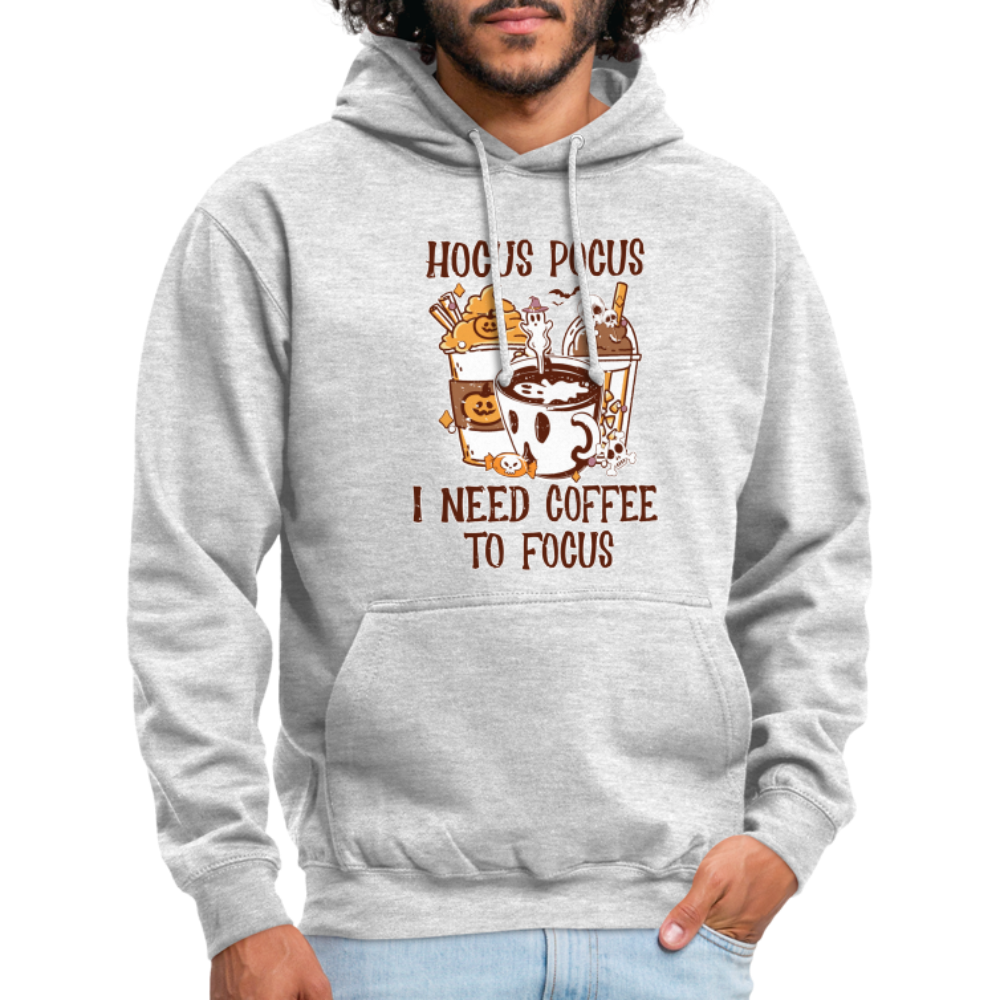Unisex Hoodie Hocus Pocus I Need Coffee to Focus - Hellgrau meliert