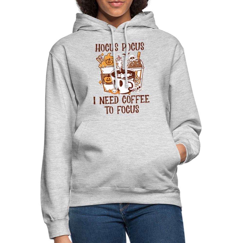 Unisex Hoodie Hocus Pocus I Need Coffee to Focus - Hellgrau meliert