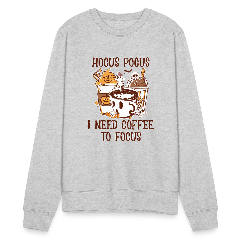 Unisex Pullover Hocus Pocus I Need Coffee to Focus - Weißgrau meliert