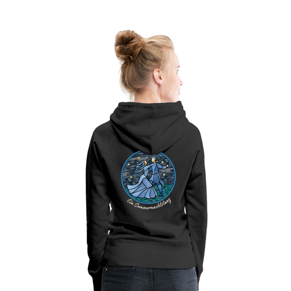 Frauen Premium Hoodie Sommernachtstanz Logo hinten mit Schriftzug - Schwarz