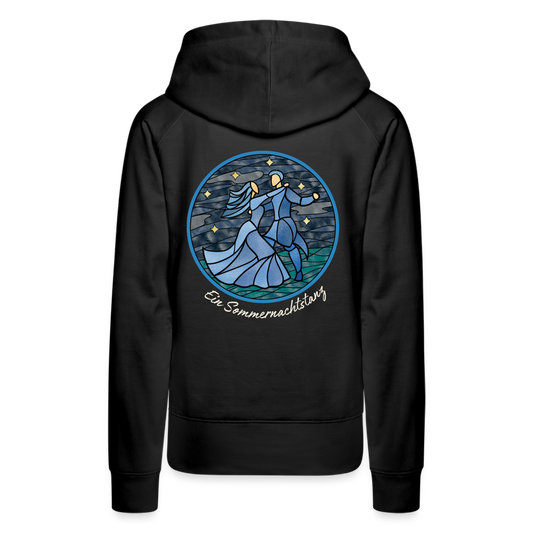 Frauen Premium Hoodie Sommernachtstanz Logo hinten mit Schriftzug - Schwarz