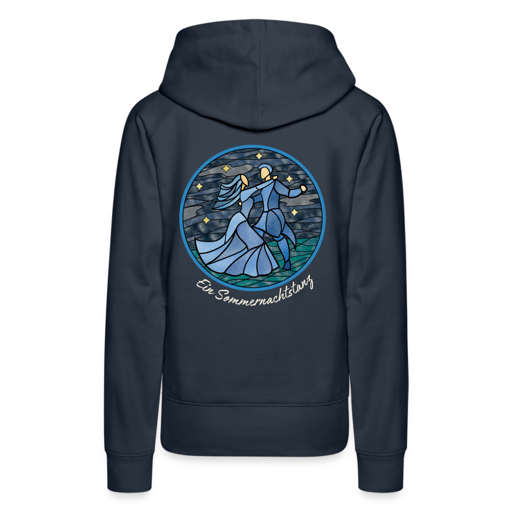 Frauen Premium Hoodie Sommernachtstanz Logo hinten mit Schriftzug - Navy