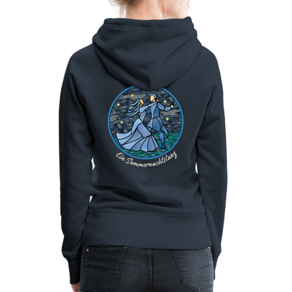 Frauen Premium Hoodie Sommernachtstanz Logo hinten mit Schriftzug - Navy