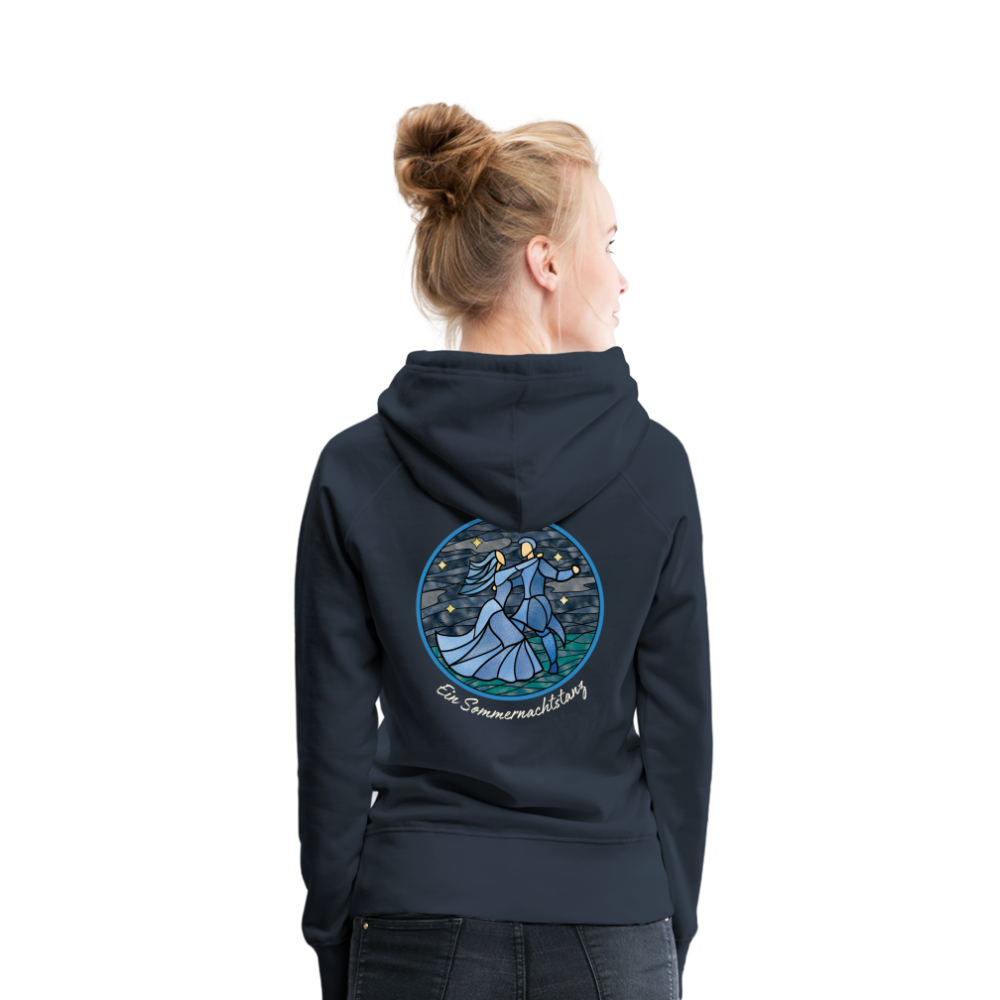 Frauen Premium Hoodie Sommernachtstanz Logo hinten mit Schriftzug - Navy
