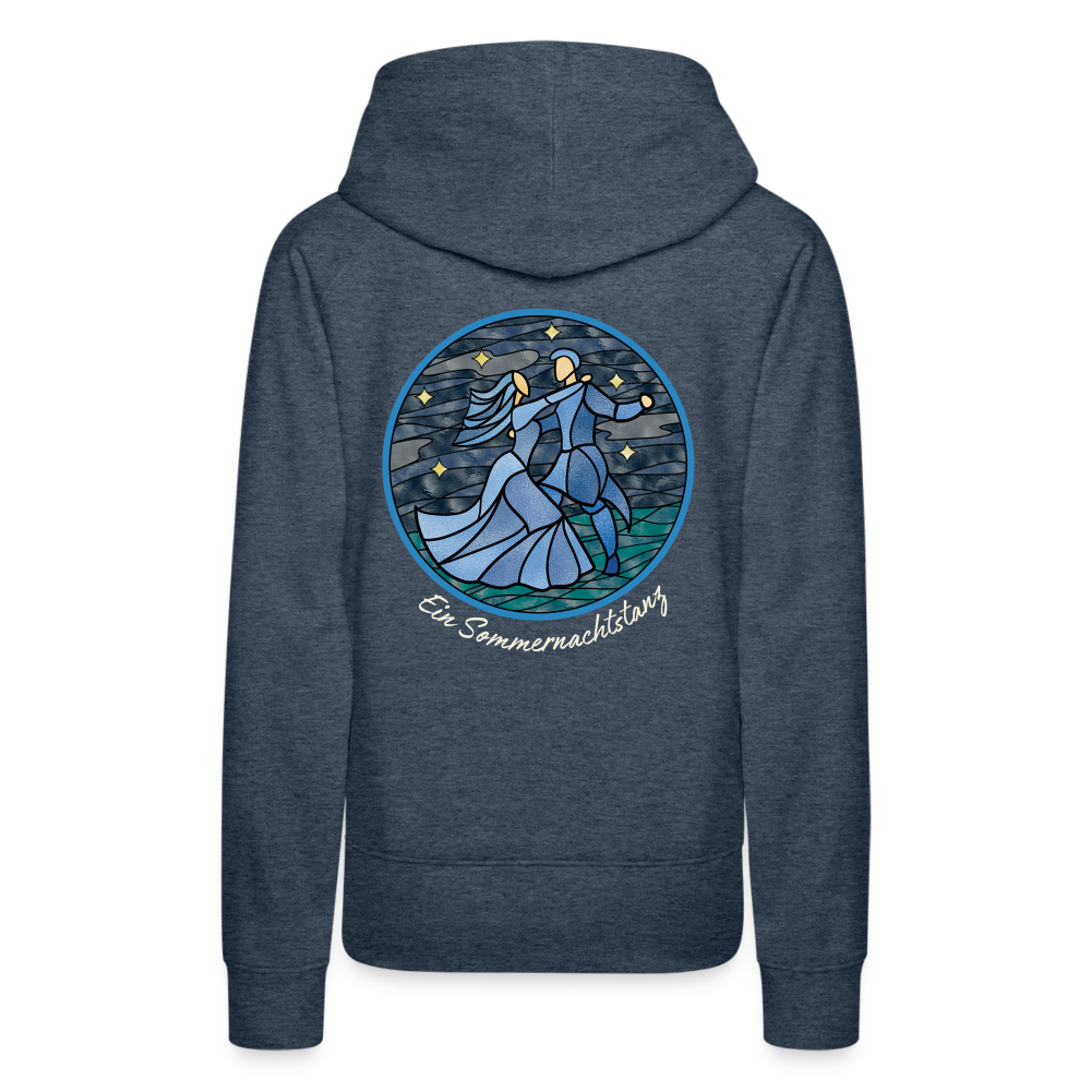 Frauen Premium Hoodie Sommernachtstanz Logo hinten mit Schriftzug - Jeansblau