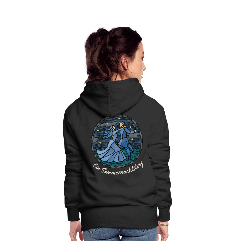 Frauen Premium Hoodie Sommernachtstanz Logo hinten groß mit Schriftzug grauer Rand - Schwarz