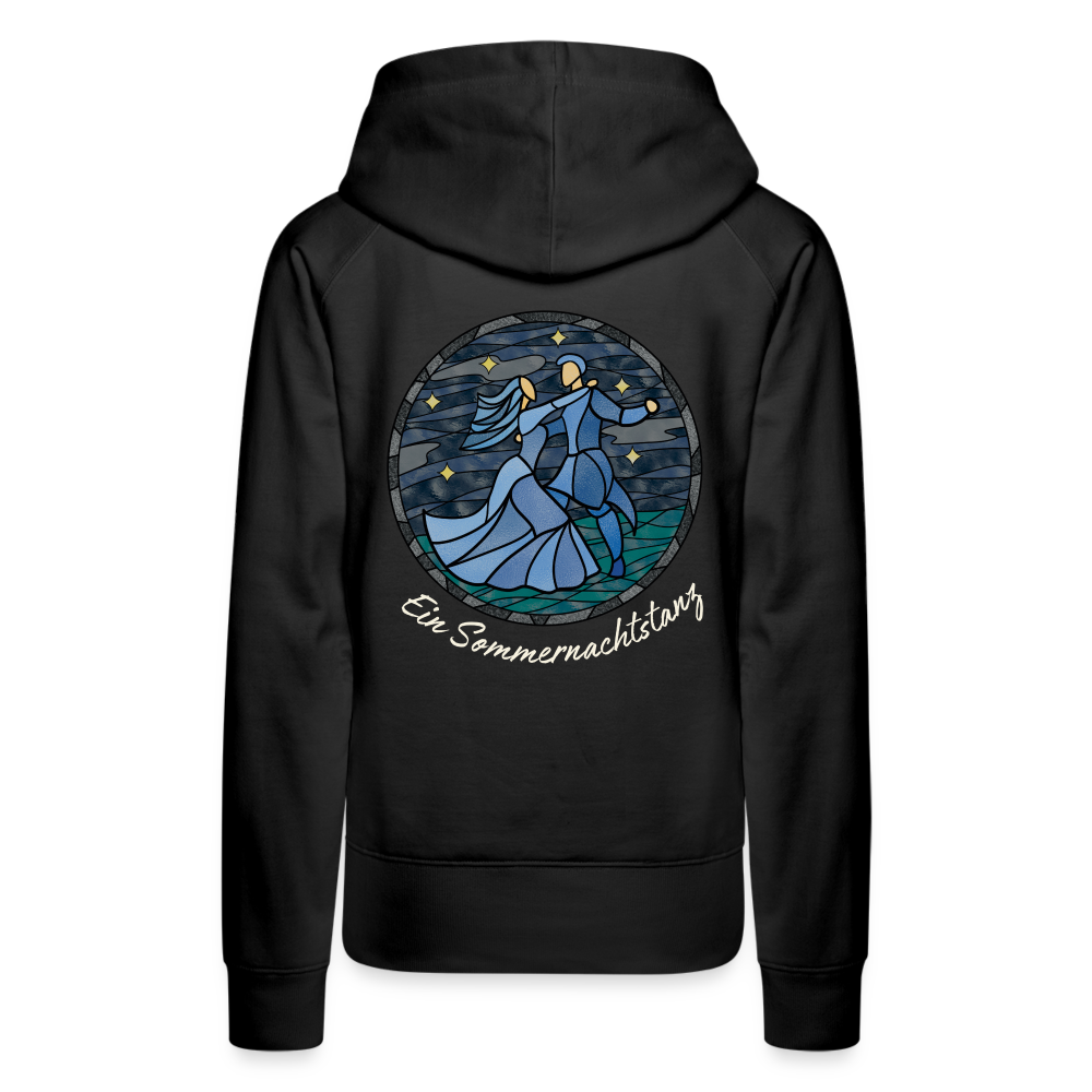 Frauen Premium Hoodie Sommernachtstanz Logo hinten groß mit Schriftzug grauer Rand - Schwarz