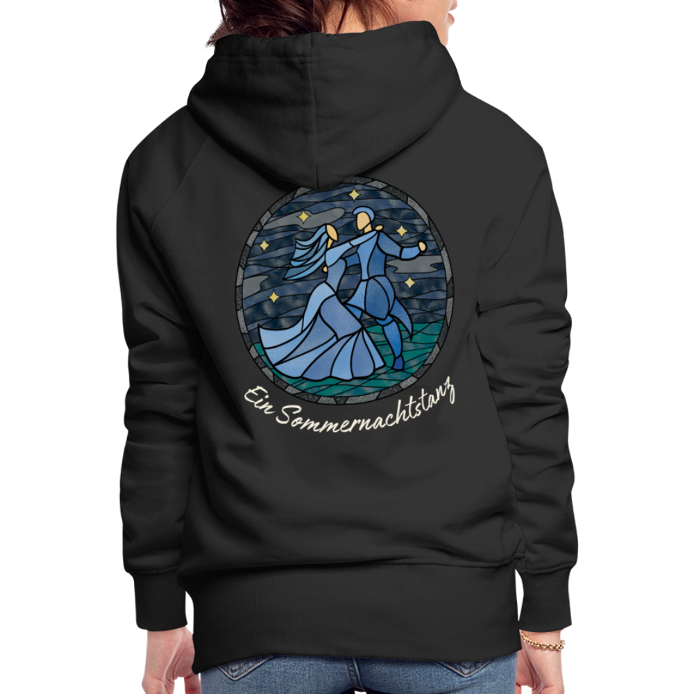 Frauen Premium Hoodie Sommernachtstanz Logo hinten groß mit Schriftzug grauer Rand - Schwarz