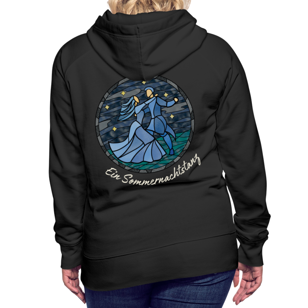 Frauen Premium Hoodie Sommernachtstanz Logo hinten groß mit Schriftzug grauer Rand - Schwarz