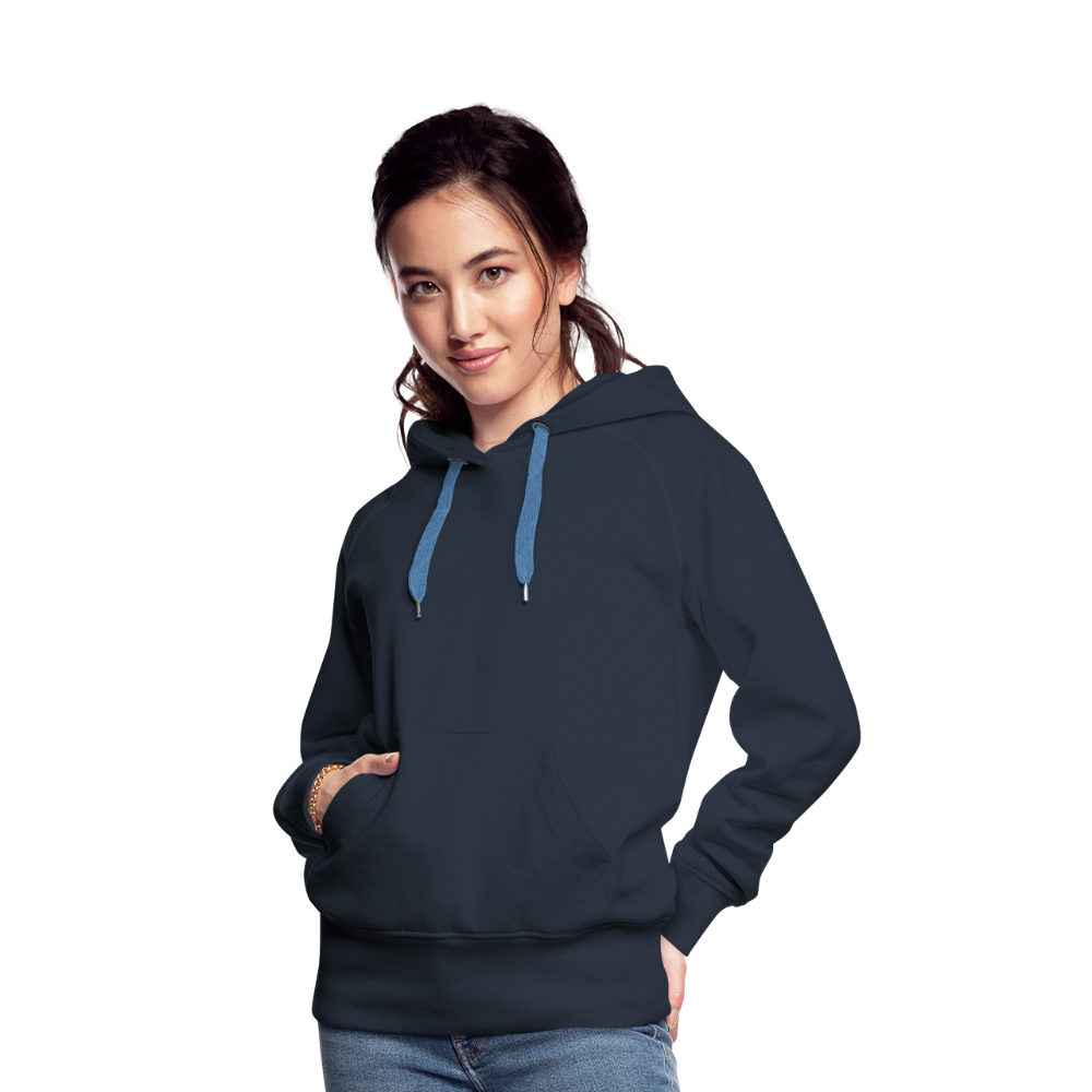 Frauen Premium Hoodie Sommernachtstanz Logo hinten groß mit Schriftzug grauer Rand - Navy