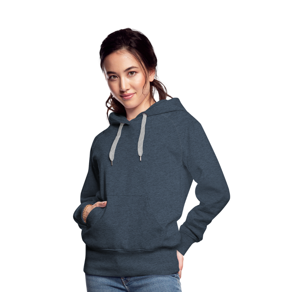 Frauen Premium Hoodie Sommernachtstanz Logo hinten groß mit Schriftzug grauer Rand - Jeansblau