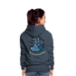 Frauen Premium Hoodie Sommernachtstanz Logo hinten groß mit Schriftzug grauer Rand - Jeansblau