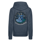 Frauen Premium Hoodie Sommernachtstanz Logo hinten groß mit Schriftzug grauer Rand - Jeansblau