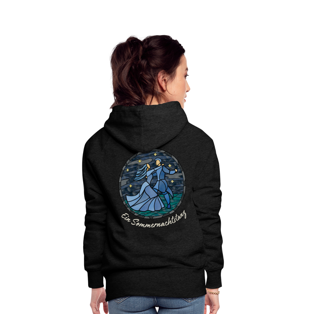 Frauen Premium Hoodie Sommernachtstanz Logo hinten groß mit Schriftzug grauer Rand - Anthrazit