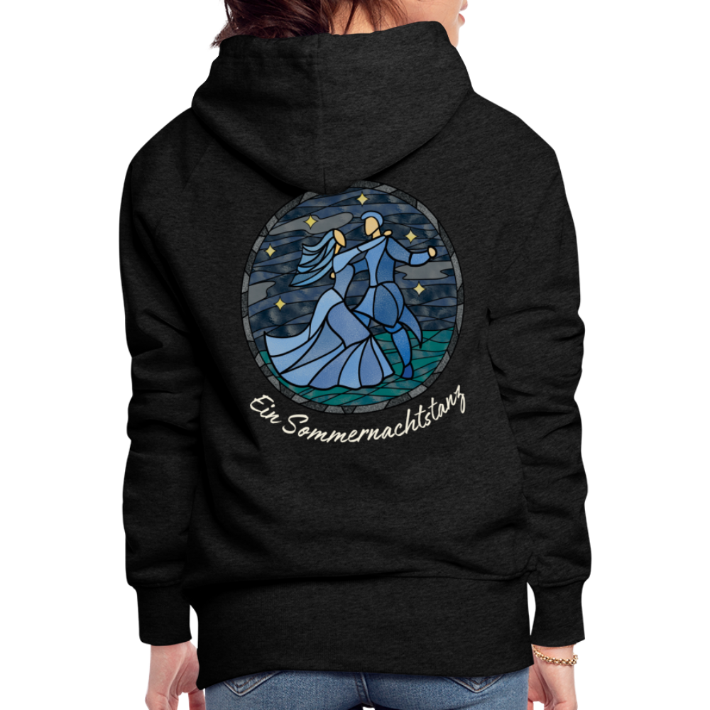 Frauen Premium Hoodie Sommernachtstanz Logo hinten groß mit Schriftzug grauer Rand - Anthrazit